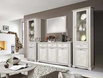 Шкаф-витрина Сохо 32.06, Материалы: ЛДСП; МДФ; ПВХ; ДВП; Стекло; Металл, Цвет: Бетон пайн белый/Бетон пайн патина