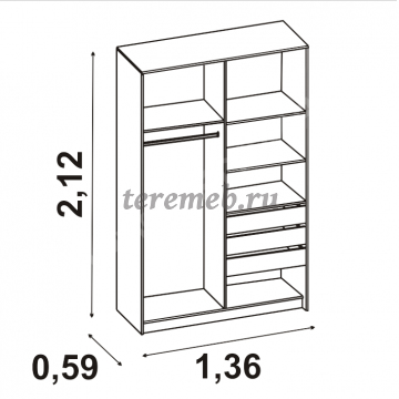 Шкаф-купе 011 Диал (ясень шимо темный/ясень шимо светлый), цена 20150 руб. - фото товара, ракурс 2