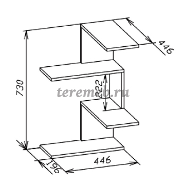 Полка угловая ПК-7 (дуб сонома), Артикул П-687, Размеры (ДхГхВ): 446 х 446 х 730 мм