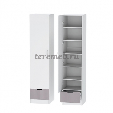 Шкаф 1-дверный Бриз МДФ (полосы, белый/ирис) - фото товара, ракурс 1