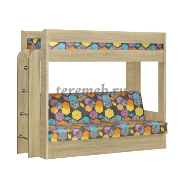 Диван-кровать двухъярусная Элегия (акция), Материалы: ЛДСП; ПВХ; ДВП; ППУ;, Ткань; Металл; Дерево, Цвета корпуса: Ясень шимо светлый, Дуб сонома, Венге, Цвета обивки: По каталогу