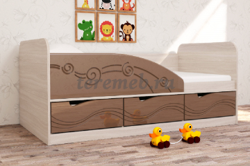 Кровать Бриз-4 МДФ (волна, ясень шимо светлый/шоколад) - фото товара, ракурс 1