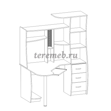 Стол компьютерный Интел-9 (ясень шимо тёмный/ясень шимо светлый), Артикул СК-748, Размеры (ДхГхВ): (1552х1050) х 380 х 1770 мм
