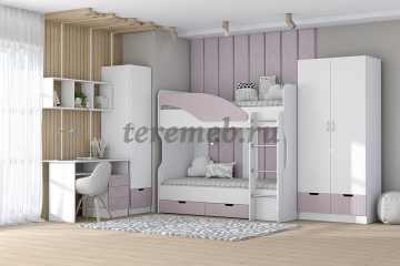 Детская Бриз МДФ (полосы, белый/ирис) вариант 6 - фото товара, ракурс 1