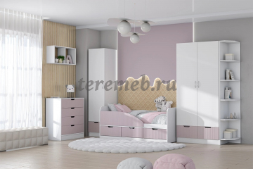 Детская Бриз МДФ (полосы, белый/ирис) вариант 9 - фото товара, ракурс 1