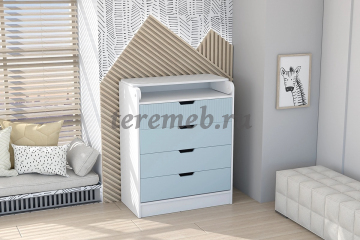 Комод Бриз МДФ (полосы) с пеленальным столиком (белый/антарктида) - фото товара, ракурс 1
