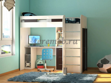 Кровать-чердак Лео (анкор светлый/бодега тёмный) - фото товара, ракурс 1