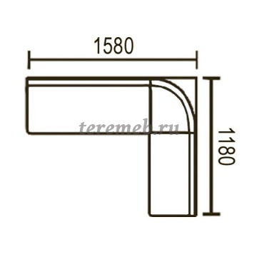 Кухонный угловой диван Этюд 2-1, Артикул 4600023, Размеры (ДхГхВ): (1580х1180) х 500 х 880 мм