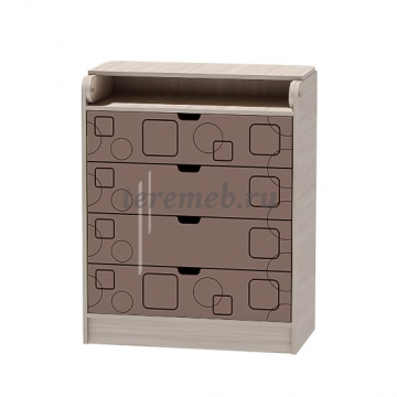 Комод Бриз МДФ (квадрат) с пеленальным столиком (ясень шимо светлый/шоколад) - фото товара, ракурс 1