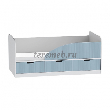 Кровать Бриз-3 МДФ (полосы, белый/антарктида) - фото товара, ракурс 1