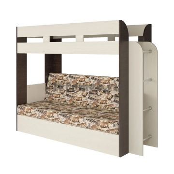 Кровать-диван Карамель 75 (анкор светлый/бодега тёмный/ткань латте) - фото товара, ракурс 1