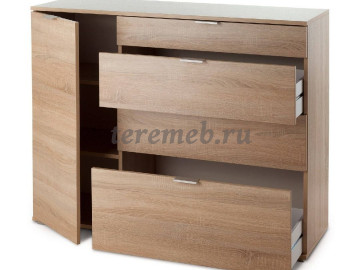 Комод НК-3 Вентал, Материалы: ЛДСП; ПВХ; ДВП;, Металл; Пластик, Цвет: Белый, Дуб сонома, Венге