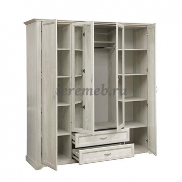 Спальня Сохо, Материалы: ЛДСП; МДФ; ПВХ; ДВП; Зеркало; Металл; Фанера, Цвет: Бетон пайн белый/Бетон пайн патина