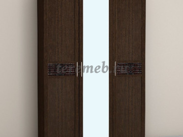 Спальня Кэт-4 вариант 3, Материалы: ЛДСП; МДФ; ПВХ; ДВП;, Экокожа; Зеркало; Металл, Цвет: Бодега светлый/Кайман белый, Венге/Кайман коричневый