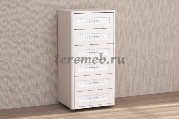 Комод Кэт-4 (6 ящиков, бодега светлый/кайман белый) - фото товара, ракурс 1